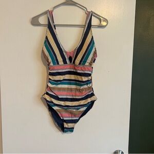 Liz Claiborne colorful striped one piece swimsuit size 6